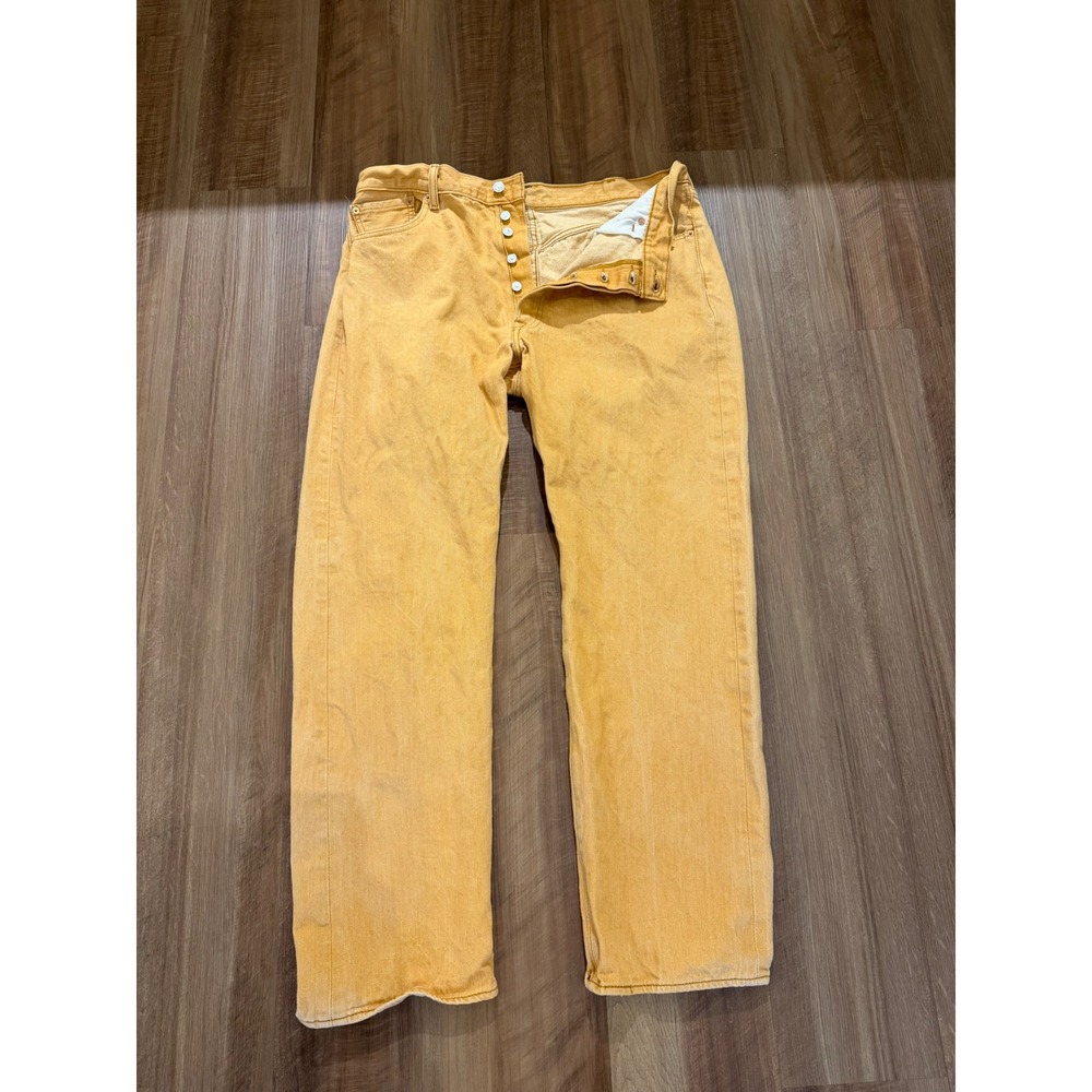 Levi's 501 Original Fit Jeans Mens 38x34 Yellow Straight Leg Button Fly Denim